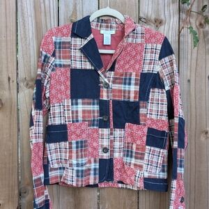 Vintage 23xy23 Patchwork Plaid Corduroy Patterned Button Down Shirt Jacket